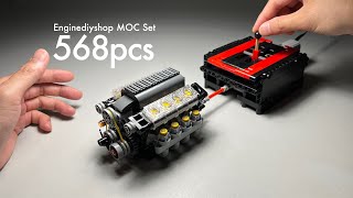 Building a V8 Engine With Gearbox MOC【ASMR】Scale Model Assembly Sound【No Music  No Talking】568pcs [upl. by Vahe]