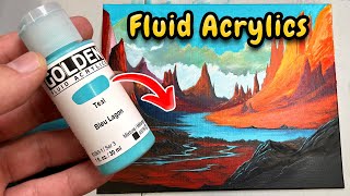 How To Use Fluid Acrylics For Landscape Painting Effects [upl. by Dnomse]