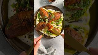 Hasselback Sweet Potato with Yogurt Sauce quick healthy recipe vegetable [upl. by Chae]