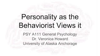 Personality as the Behaviorist Views it [upl. by Froehlich392]