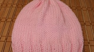 How to Knit a newborn babys hat for beginners [upl. by Enilauqcaj]