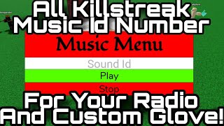 All Killstreak Music IDS To Use With Your Radio Gamepass Or Custom Glove  Slap Battles Roblox [upl. by Kenti]