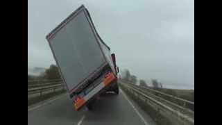 Windstorm flips over a Truck  Germany  October 28 2013 [upl. by Cresa]