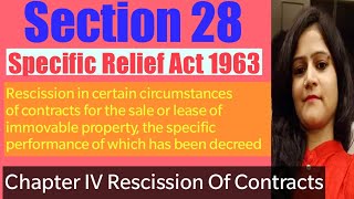 Section 28 Specific Relief Act 1963  Chapter IV Rescission of Contracts  Section 27 to 30 [upl. by Pergrim341]