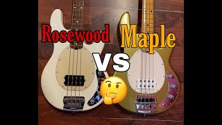 ROSEWOOD VS MAPLE MUSIC MAN STINGRAY ERNIE BALL BASS [upl. by Leuqcar]