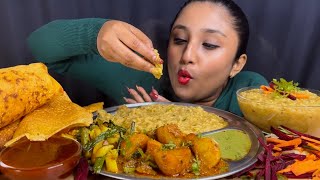 Eating 😋 Dal KhichdiAloo DomFriesBesan Chilla with ChutneyAsmrBig BitesMukbang [upl. by Britney19]