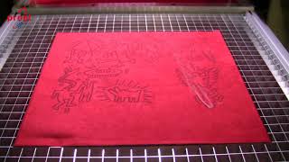 ZGalva  Sample of Vector Engraving on Alcantara  Keith Haring [upl. by Dyke]