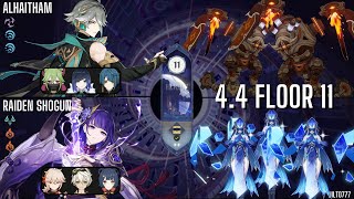 44s Floor 11 Spiral Abyss Alhaitham Hyperbloom 1st half  Raiden Overload 2nd half [upl. by Klecka417]