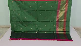 Festive Elegance Chanderi Silk Cotton Saree for Diwali Green with PinkRed Borders chanderisilk [upl. by Ophelie261]