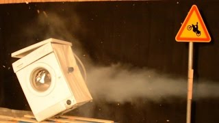 Washing Machine Destruction with big Air Cannon Slow Motion [upl. by Abernathy887]