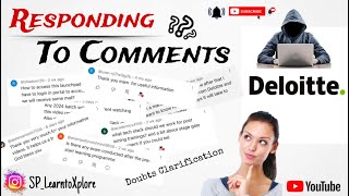 Responding to Comments 👩‍💻💯  Deloitte Doubts Clarification ❗️ Deloitte 🟢 deloitte [upl. by Aurea]