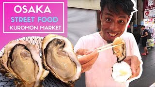 Japanese Street Food  Osaka KUROMON Ichiba Fish Market [upl. by Ynnod791]