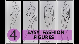 4 easy fashion figures female croquis tutorial figure step by step 9 head tutorial for beginners [upl. by Daniels813]