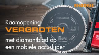 Raamopening vergroten met diamantblad op een mobiele accuslijper [upl. by Essy]