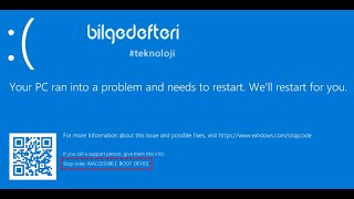 Windows inaccessible Boot Device Hatası Çözümü [upl. by Deedee]