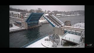 Beaver islander car Ferry Charlevoix Michigan in the snow [upl. by O'Connell]