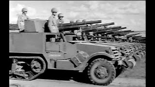 M3 Motor Gun Carriage Half Track Tank Destroyers at Camp Hood 1943 Restored [upl. by Adnicaj479]