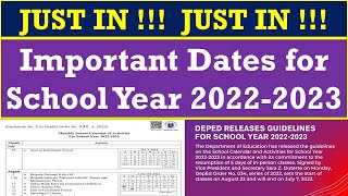 JUST IN  Important Dates for School Year 20222023 DepEd Order No 34 s 2022wildtvoreg [upl. by Cirdes]