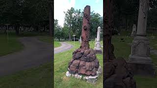 Tree Trunk Tombstone w Rock BottomElmwood CemeteryDetroitCheckOutMyOtherVideosLike amp Subscribe [upl. by Zoha]