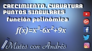 Crecimiento curvatura y puntos singulares de una función polinómica 01 BACHILLERATO MATEMÁTICAS [upl. by Phillips]