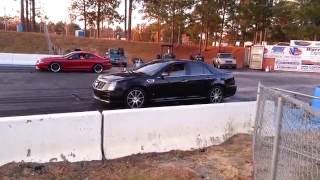 Cadillac STS vs Ford Mustang at the drag strip round 2 [upl. by Mariko]