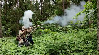 17th century matchlock musket fire in the woods [upl. by Eneryc]