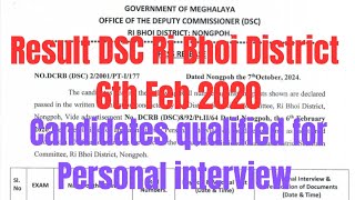 Mih Result DSC Ri Bhoi District  Candidate kiba shah select sha ka Personal interviewribhoigovin [upl. by Leidag]