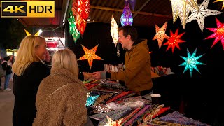 Londons First Christmas Market 2022 Southbank Walk watching Christmas Lights 4K HDR [upl. by Eima]