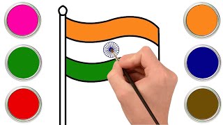 How to Draw Indian Flag  Easy Flag Drawing and Coloring for Kids  Chiki Doodle [upl. by Lindholm56]