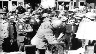 Civilians of a town Weimar on a forced visit to the Buchenwald concentration camHD Stock Footage [upl. by Maite922]