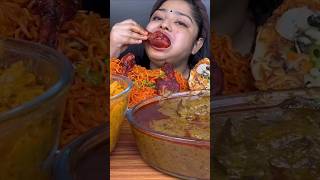 ASMR eating spicy chicken kaleji currty and veg maggi butter chicken pizza tandoori chicken [upl. by Steffin]