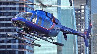 Bell 407 helicopter landing and takeoff at New York East 34th heliport [upl. by Lavina]