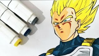 Drawing VEGETA SSJ New MOVIE Style [upl. by Ahtenek]