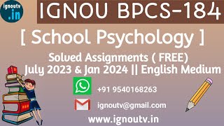 IGNOU BPCS184 Solved Assignment July 2023 amp Jan 2024 FREE  IGNOU BAG  IGNOU TV  IGNOU [upl. by Nahgiem]