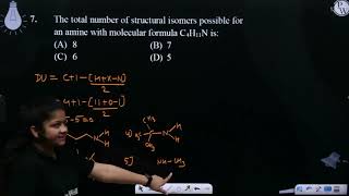 The total number of structural isomers possible for an amine with molecular formula C4H11N is [upl. by Corin]