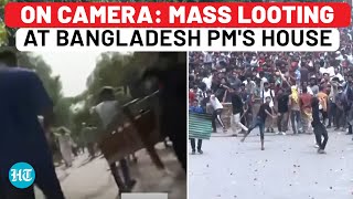 Bangladesh PM House Robbed As Sheikh Hasina Escapes To India Protestors Seen Carrying Away This… [upl. by Nolek]