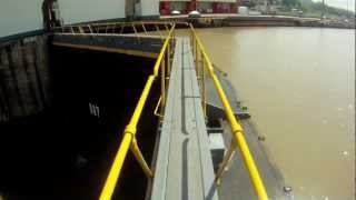 Walking across the Miter Gates of the Miraflores Locks at the Panama Canal [upl. by Eibob]