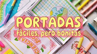 PORTADAS PARA CUADERNOS FÁCILES PERO BONITAS 💖 CARÁTULAS CREATIVAS CON ROTULADORES y RESALTADORES [upl. by Arica]