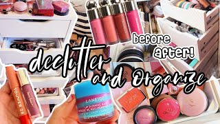 declutter amp organize my makeup collection💄🎀 satisfying motivating trashing stuff new storage idea [upl. by Yrogiarc]