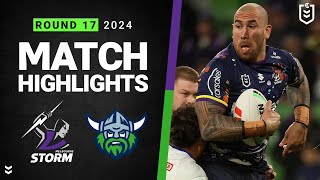 NRL 2024  Storm v Raiders  Match Highlights [upl. by Hpesoy212]