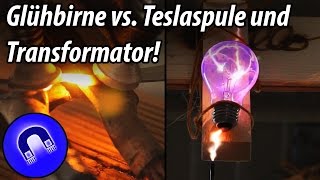 TeslaspuleTransformator vs Glühbirne [upl. by Chobot289]