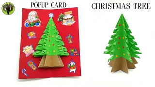 Christmas Tree with Popup Card  DIY  Scrapbook  Tutorial by Paper folds  832 [upl. by Kilmarx858]