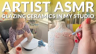 ★ ARTIST ASMR Glaze ceramics with me in my artist studio ★ [upl. by Tanny]