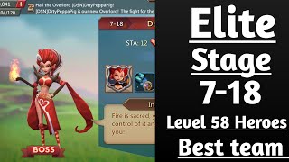 Lords mobile Elite Stage 718 With level 58 heroes F2p best team [upl. by Schnell]