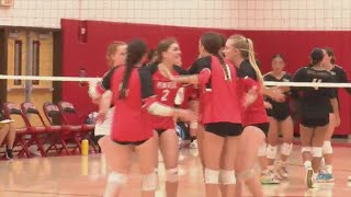 Penfield girls volleyball defeats RushHenrietta in straight sets [upl. by Alli462]