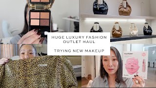 Huge Luxury Fashion Haul from Woodbury Commons  Trying New Makeup  Loewe Event [upl. by Ramat247]