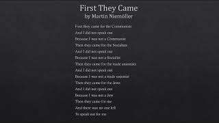 First They Came by Martin Niemöller [upl. by Aicargatla]