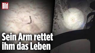 Helikopter findet winkenden Arm Skifahrer nach 6 Stunden unter Lawine gerettet  Schweiz [upl. by Eilesor]