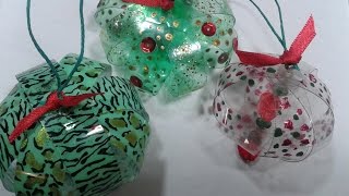 Reciclado  Con botella plasticas realizamos adornos navideños  Recycled Christmas ornaments [upl. by Cosetta]