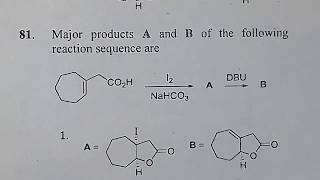 10 Csir net December 2017 organic chemistry solution Iodo lactonizationDBU reagent in hindi [upl. by Hun]